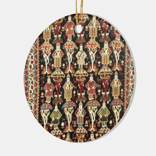 Perzisch tapijt, 19e tot 20e eeuw keramisch ornament (Links)