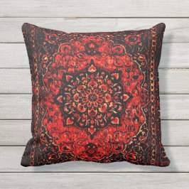 Perzisch tapijt, blik in roos gekleurd veld no2 buitenkussen