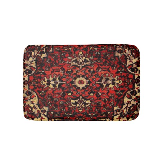 Perzisch tapijt, donkerrood en crème badmat (Voorkant)