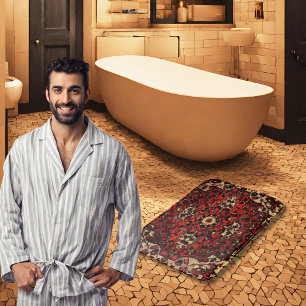 Perzisch tapijt, donkerrood en crème badmat