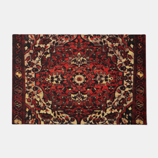 Perzisch tapijt, donkerrood en crème deurmat (Voorkant)