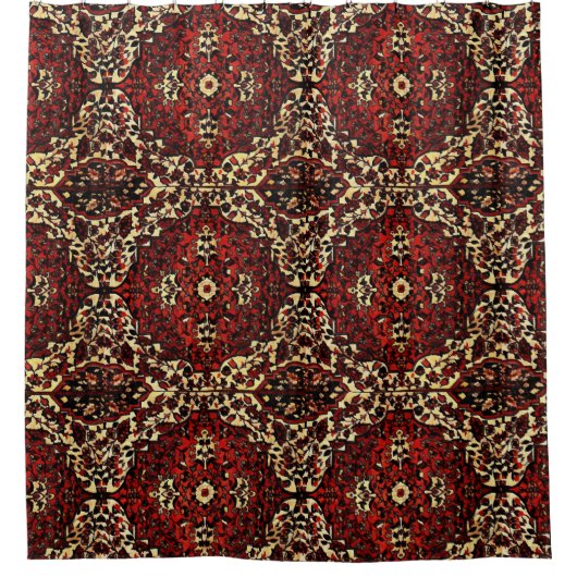 Perzisch tapijt, donkerrood en crème douchegordijn (Voorkant)