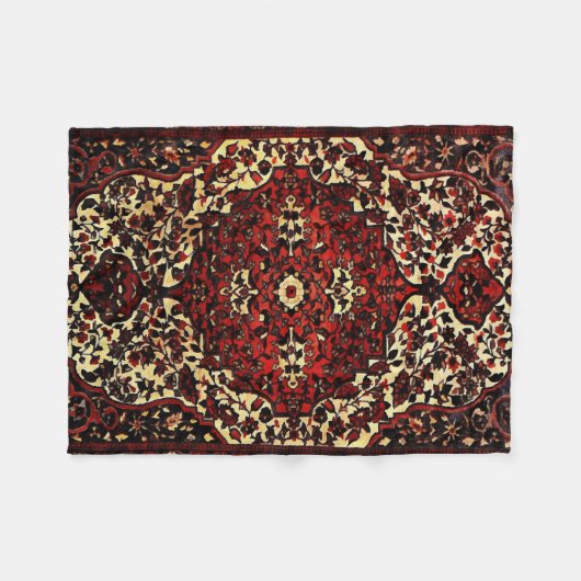 Perzisch tapijt, donkerrood en crème fleece deken (Voorkant (Horizontaal))