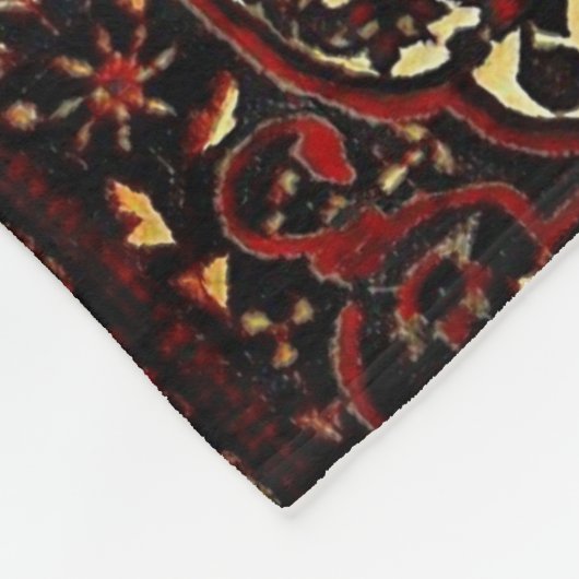 Perzisch tapijt, donkerrood en crème fleece deken (Hoek)
