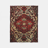 Perzisch tapijt, donkerrood en crème fleece deken (Voorkant)