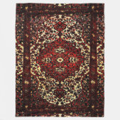 Perzisch tapijt, donkerrood en crème fleece deken (Voorkant)