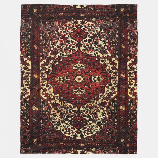 Perzisch tapijt, donkerrood en crème fleece deken (Voorkant)