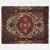 Perzisch tapijt, donkerrood en crème fleece deken (Voorkant (Horizontaal))