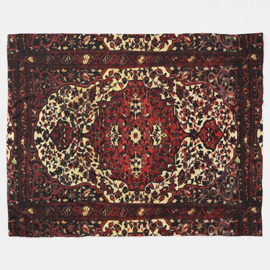 Perzisch tapijt, donkerrood en crème fleece deken (Voorkant (Horizontaal))