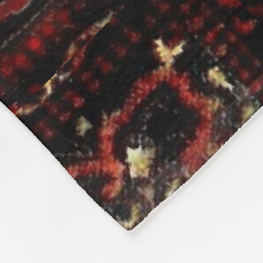 Perzisch tapijt, donkerrood en crème fleece deken (Hoek)