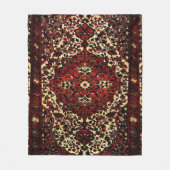 Perzisch tapijt, donkerrood en crème fleece deken (Voorkant)
