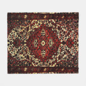 Perzisch tapijt, donkerrood en crème fleece deken (Voorkant (Horizontaal))