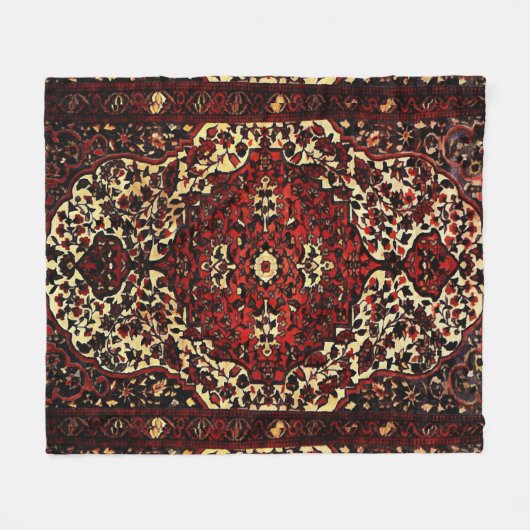 Perzisch tapijt, donkerrood en crème fleece deken (Voorkant (Horizontaal))