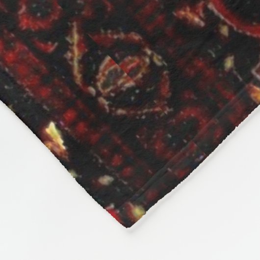 Perzisch tapijt, donkerrood en crème fleece deken (Hoek)