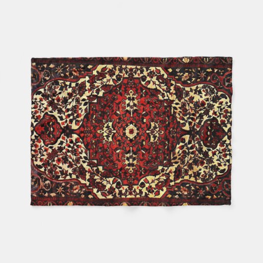 Perzisch tapijt, donkerrood en crème fleece deken (Voorkant (Horizontaal))
