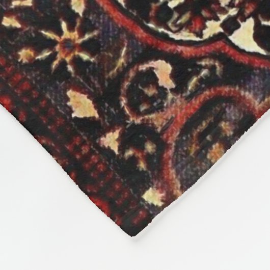 Perzisch tapijt, donkerrood en crème fleece deken (Hoek)