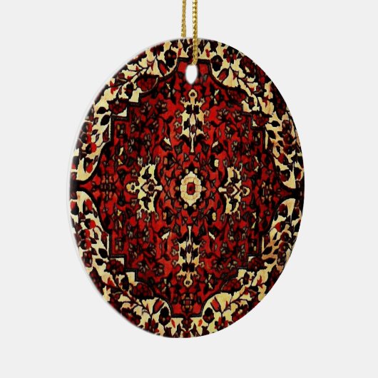 Perzisch tapijt, donkerrood en crème keramisch ornament (Rechts)