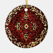 Perzisch tapijt, donkerrood en crème keramisch ornament (Voorkant)