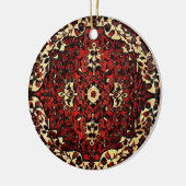 Perzisch tapijt, donkerrood en crème keramisch ornament (Links)