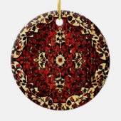 Perzisch tapijt, donkerrood en crème keramisch ornament (Achterkant)