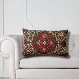 Perzisch tapijt, donkerrood en crème kussen