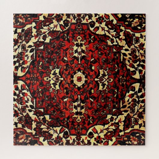 Perzisch tapijt, donkerrood en crème legpuzzel (Horizontaal)