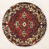 Perzisch tapijt, donkerrood en crème ronde kartonnen onderzetter (Voorkant)