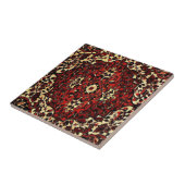 Perzisch tapijt, donkerrood en crème tegeltje (Zijkant)