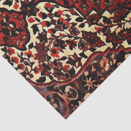 Perzisch tapijt, donkerrood en crème  tissuepapier (Detail)