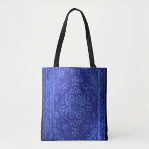 Perzisch tapijt kijkt blauw uit tote bag
