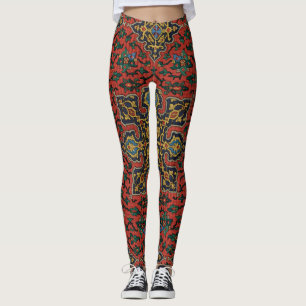 Perzisch Tapijt Kleed Rood Blauw Klassiek Leggings