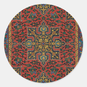 Perzisch Tapijt Kleed Rood Blauw Klassiek Ronde Sticker
