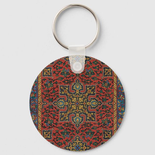 Perzisch Tapijt Kleed Rood Blauw Klassiek Sleutelhanger (Voorkant)
