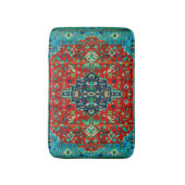 Perzisch tapijt ontwerp in rood & blauw badmat (Voorkant Verticaal)