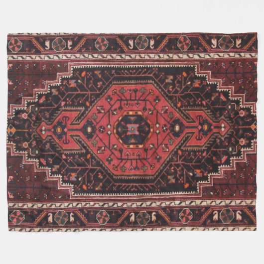 Perzisch tapijt oosterse accent  Turks retro Fleece Deken (Voorkant (Horizontaal))