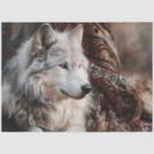 Perzisch Tapijt Portret Witte Wolf Tissuepapier (Voorkant)