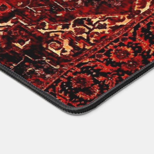 Perzisch tapijtontwerp in donkerrood bureaumat (Hoek)