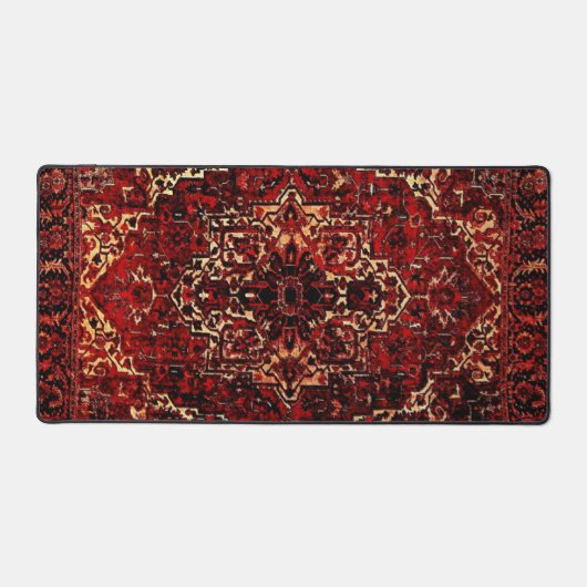 Perzisch tapijtontwerp in donkerrood bureaumat (Voorkant)