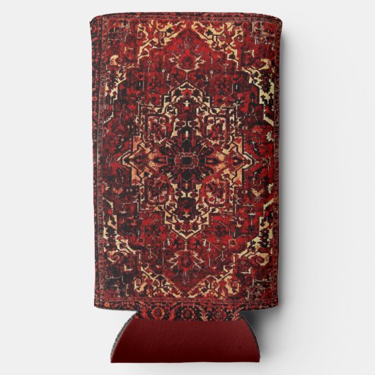 Perzisch tapijtontwerp in donkerrood seltzer blikjeskoeler (Achterkant)
