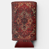 Perzisch tapijtontwerp in donkerrood seltzer blikjeskoeler (Voorkant)