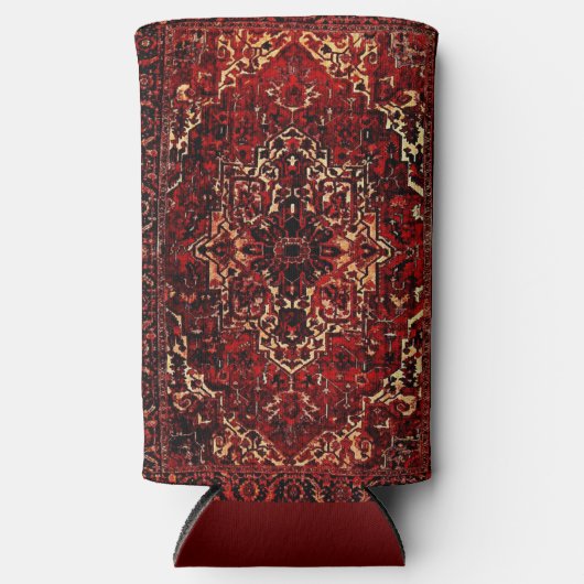 Perzisch tapijtontwerp in donkerrood seltzer blikjeskoeler (Voorkant)