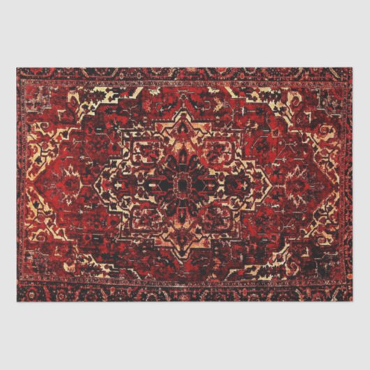 Perzisch tapijtontwerp in donkerrood tissuepapier (Voorkant)