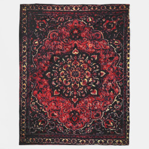 Perzisch tapijtontwerp in roos gekleurd veld fleece deken