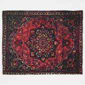 Perzisch tapijtontwerp in roos gekleurd veld fleece deken (Voorkant (Horizontaal))