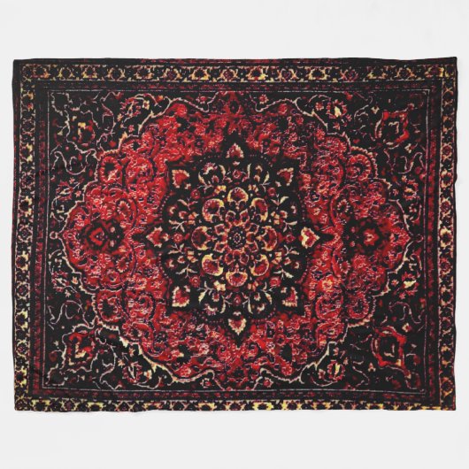 Perzisch tapijtontwerp in roos gekleurd veld fleece deken (Voorkant (Horizontaal))