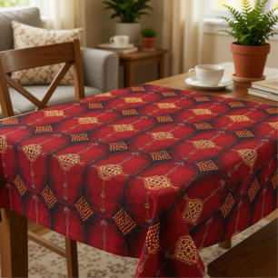 Perzisch tapijtpatroon in rood tafelkleed