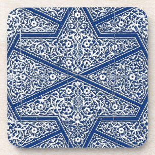 Perzisch tegelpatroon - kobalt blauw en wit bier onderzetter