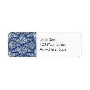 Perzisch tegelpatroon - kobalt blauw en wit etiket