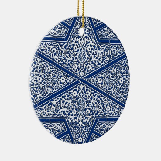 Perzisch tegelpatroon - kobalt blauw en wit keramisch ornament (Rechts)