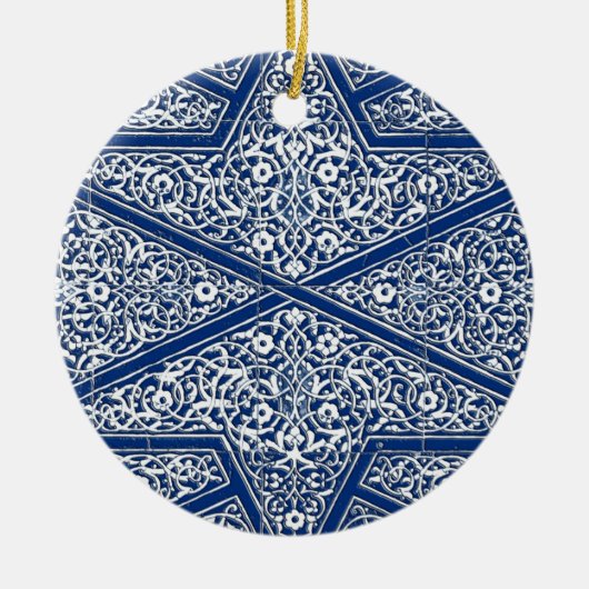 Perzisch tegelpatroon - kobalt blauw en wit keramisch ornament (Voorkant)